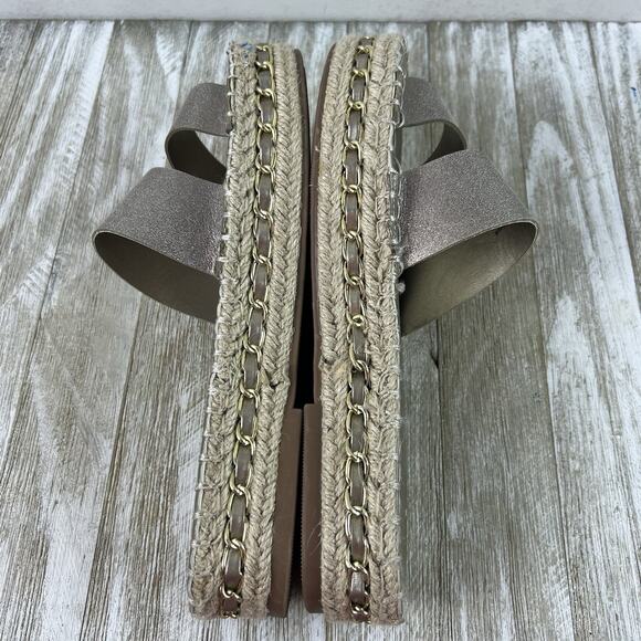 Marc New York Sandals Maggie Size 7.5 Champagne Chain Espadrille Slides - Picture 4 of 8